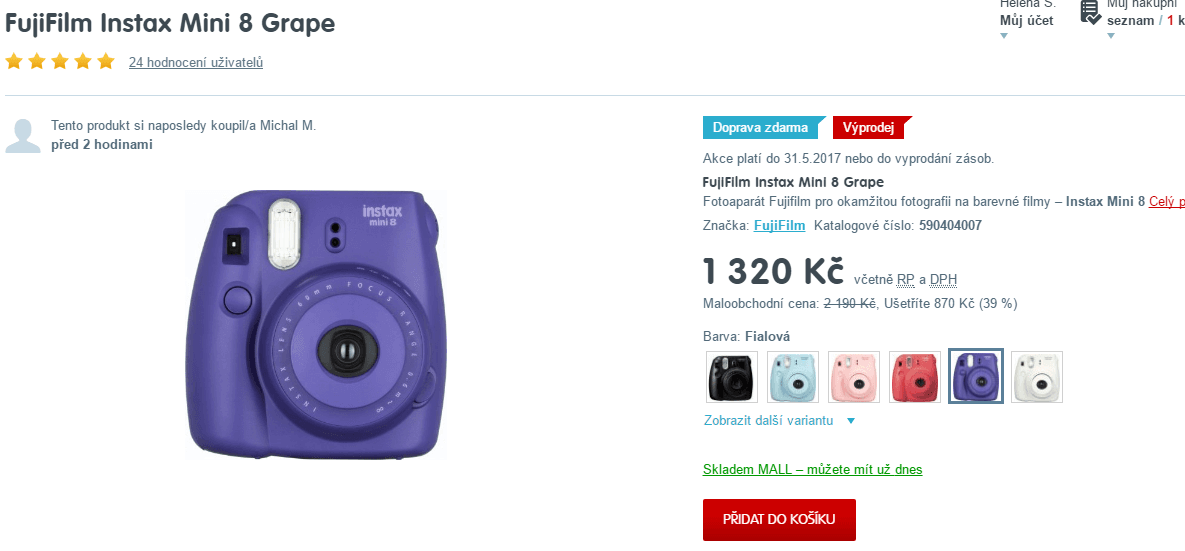Fujifilm Instax Mini 8 - 8,6 x 5,4 cm
