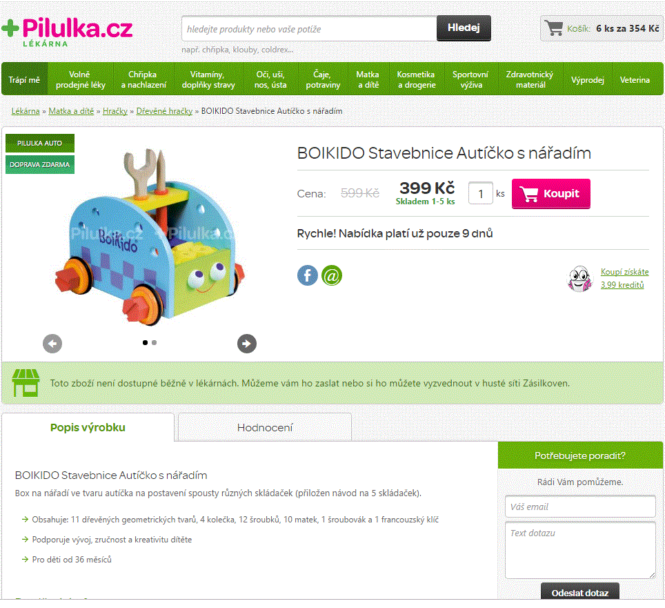 Boikido Stavebnice Autíčko s nářadím