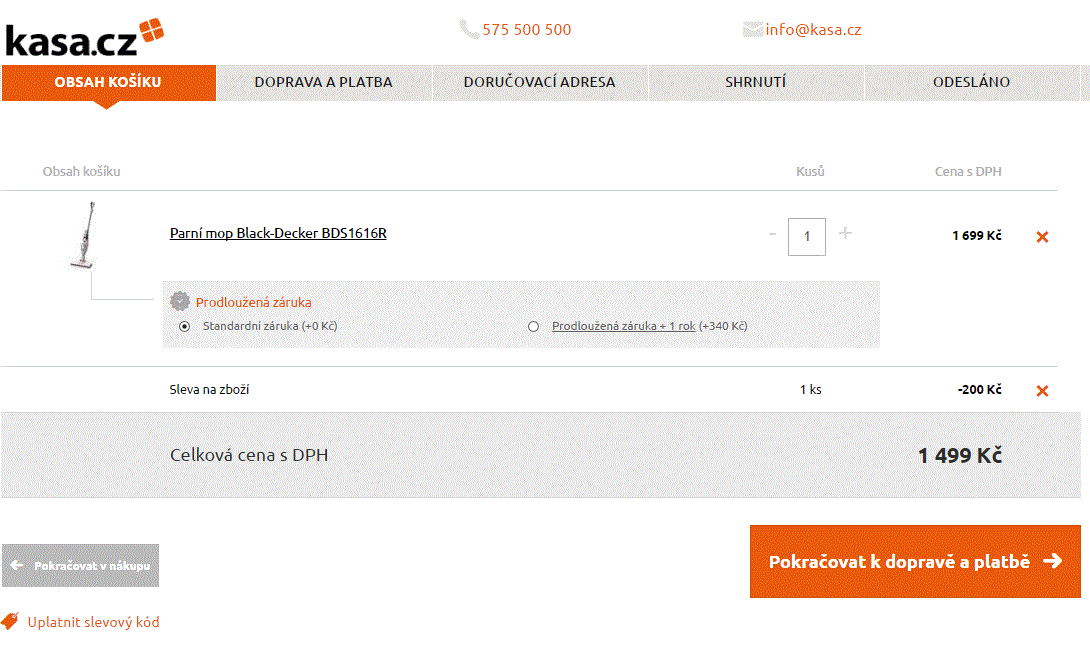 Parní mop Black-Decker, 1600 W
