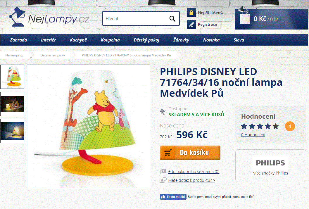 Noční lampička Philips - Medvídek Pú