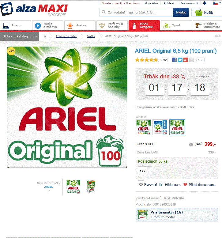 ARIEL Original 6,5 kg (100 praní)