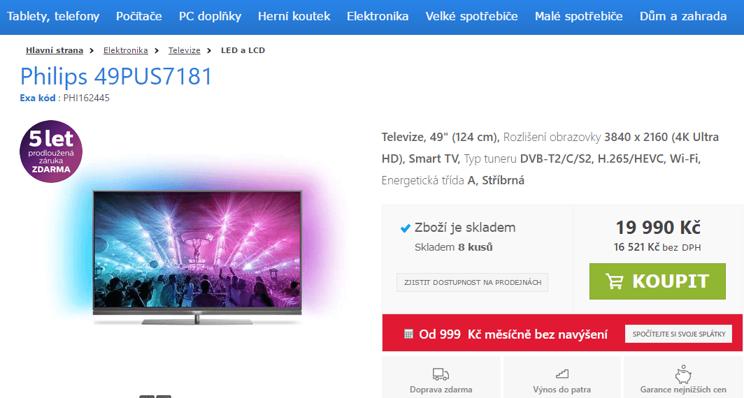 Ultra HD LED TV, Smart, 123 cm, Philips