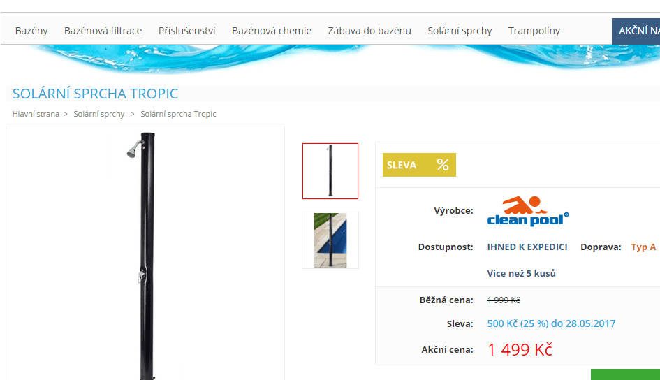 Solární sprcha Bestway Tropic