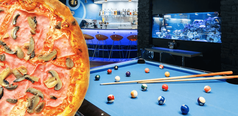 2 hodiny karambolu nebo billiardu a dvě pizzy