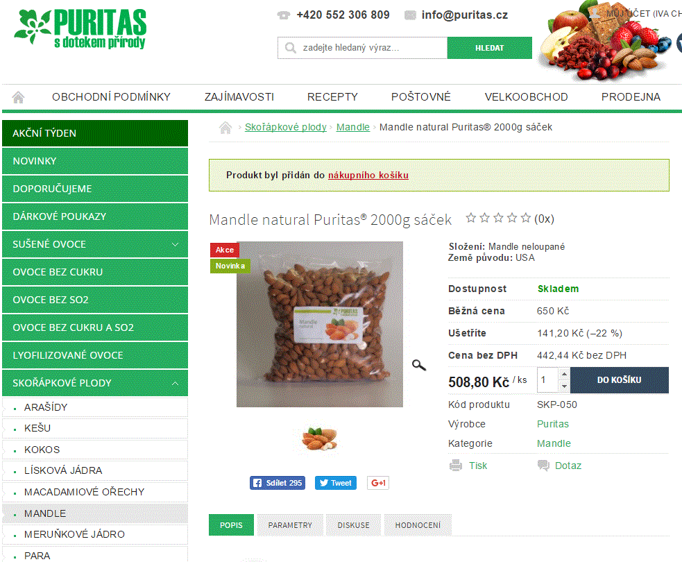 Mandle natural 2 kg