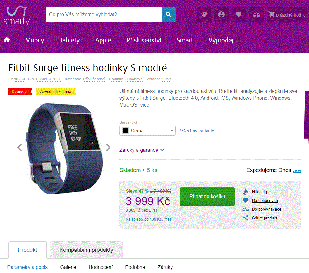 Fitness náramkyFitbit Surge S/L