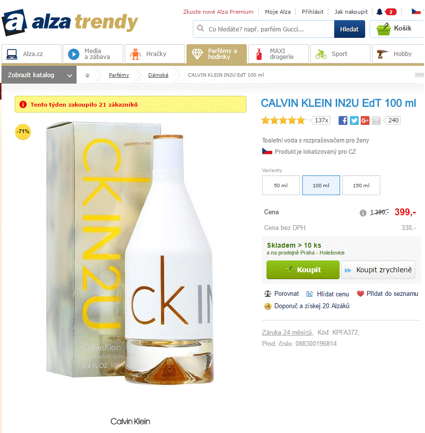 Calvin Klein In2U EdT 100 ml