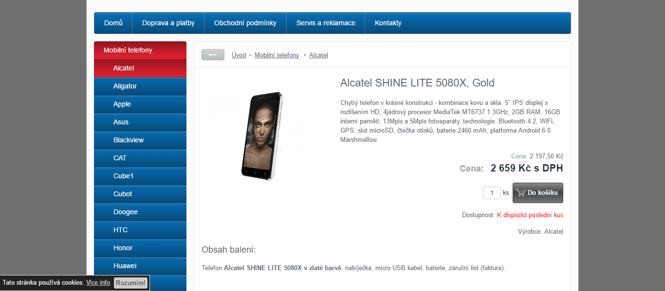 Alcatel, 4x 1,3GHz, 2GB RAM, 5", LTE