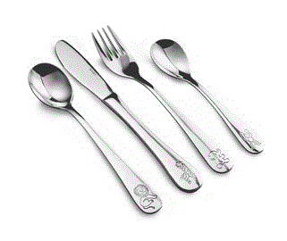 Dětský příbor Lamart Zoo 4 ks - stříbrný