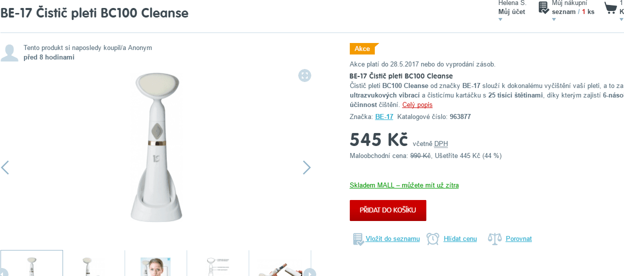Ultrazvukový čistič pleti Cleanse