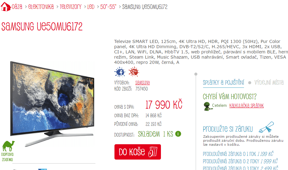 Ultra HD TV, Smart, 125cm, Samsung