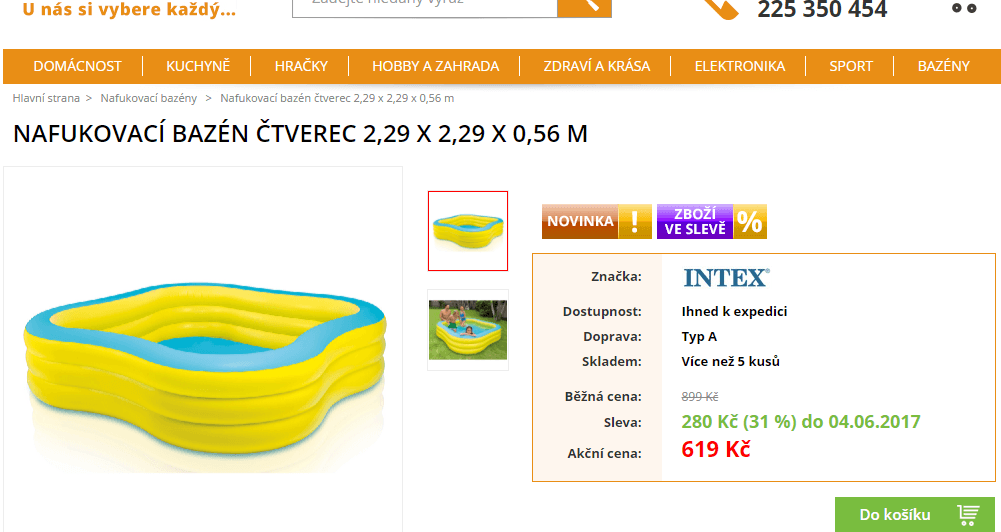 Nafukovací bazének Intex, 2,3 x 2,3m