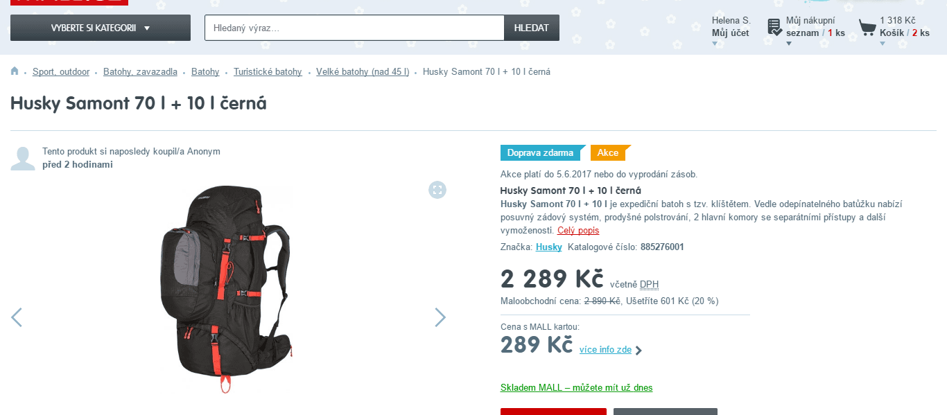 Husky Samont 70+10l černý