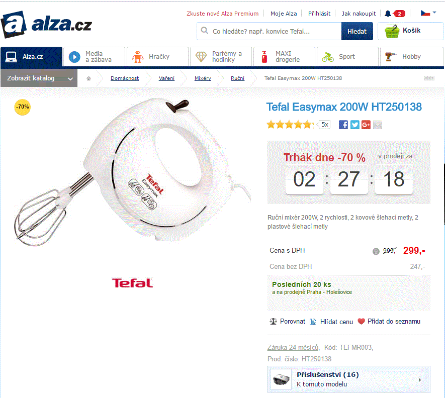 Ruční šlehač Tefal HT250138