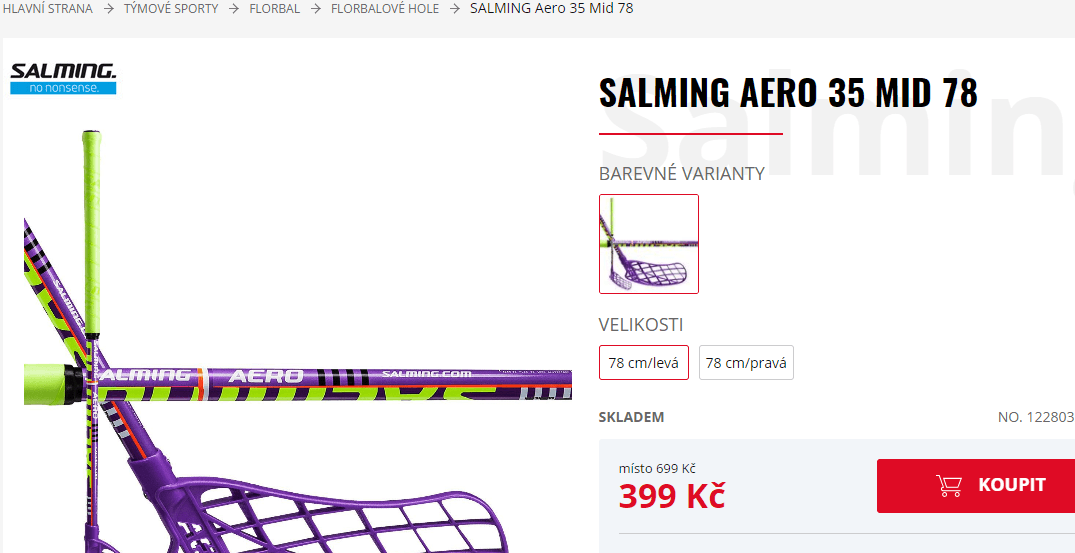 Závodní dětská florbalka Salming Aero 35