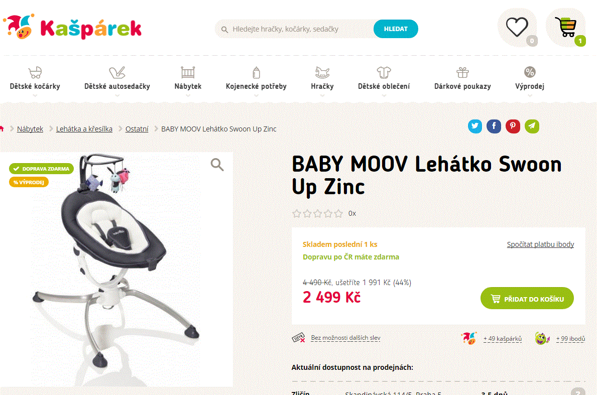 Lehátko  Babymoov Swoon up Zinc