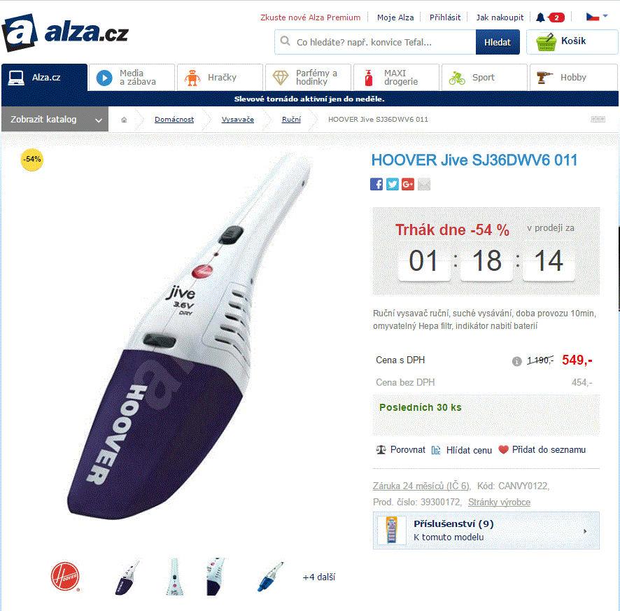 Ruční vysavač Hoover Jive