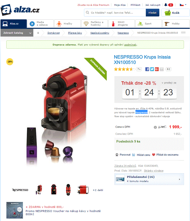 Kávovar Nespresso Krups Inissia