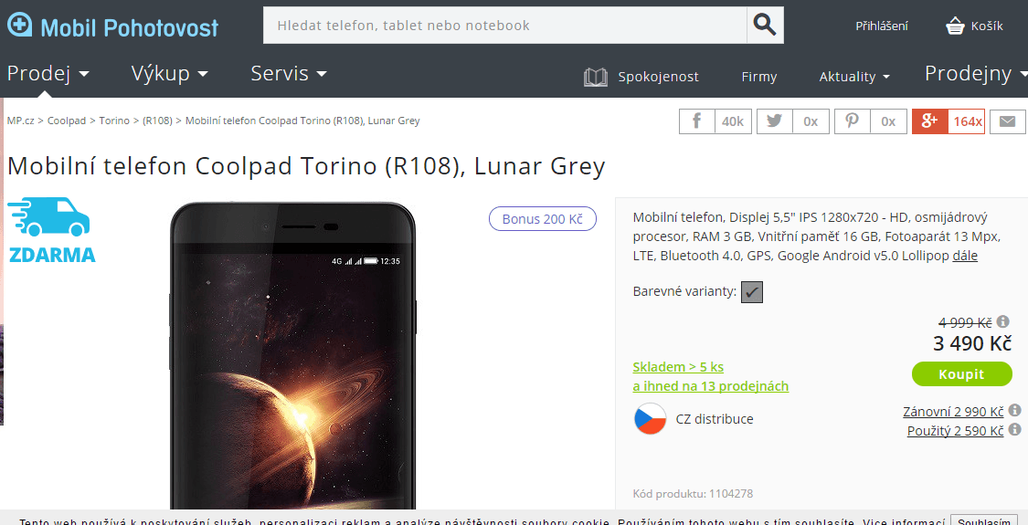 Torino, 8x 1,4GHz, 3GB RAM, LTE, 5,5"