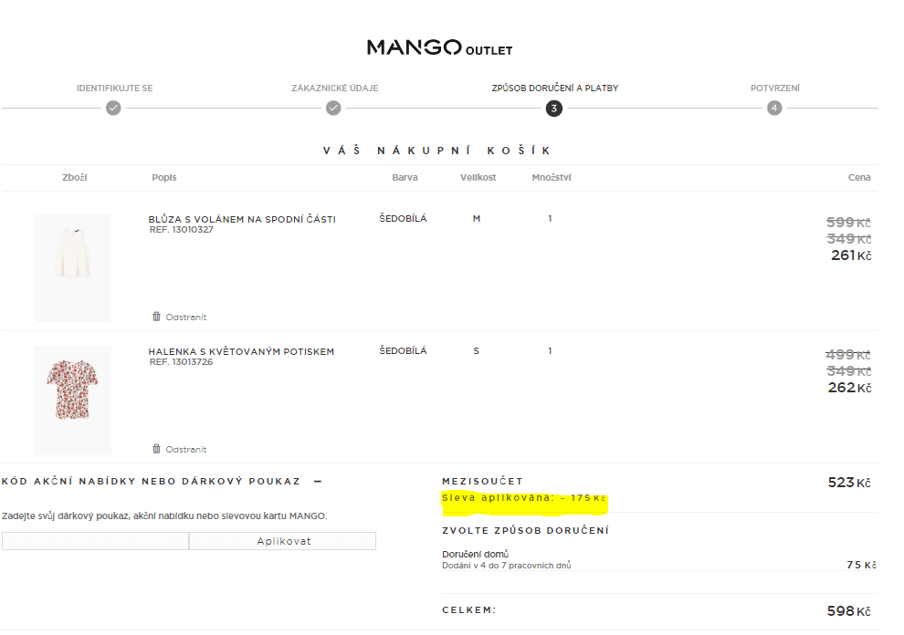 Sleva 50% na druhý produkt v outletu Mango