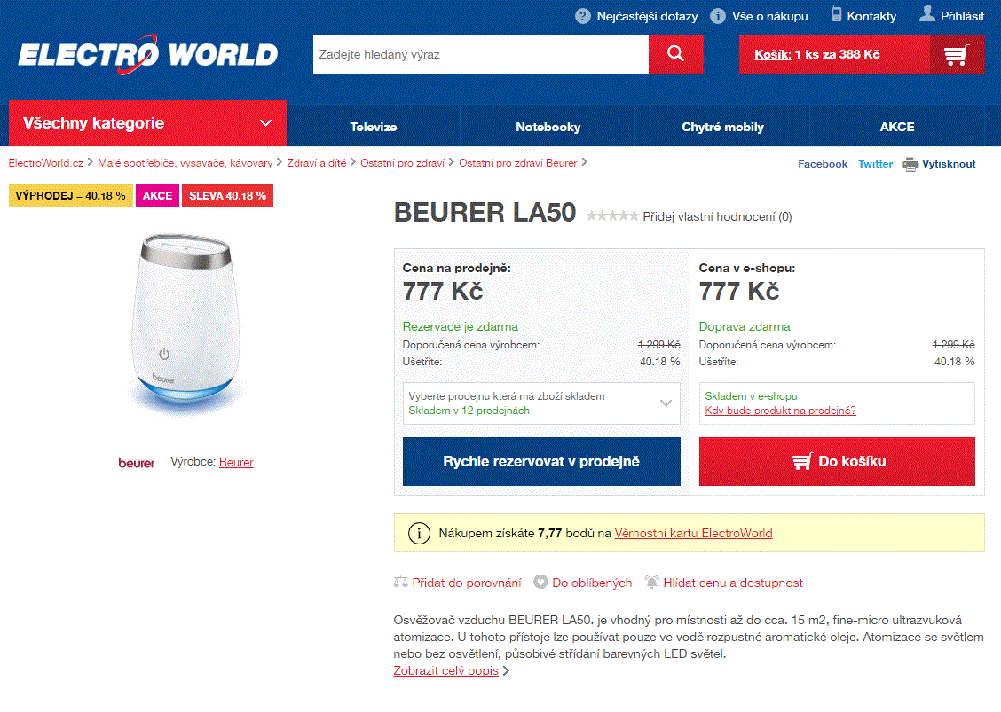 Osvěžovač vzduchu BEURER LA50