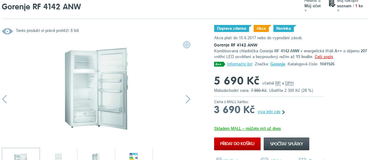 Lednice Gorenje, A++, 143 cm