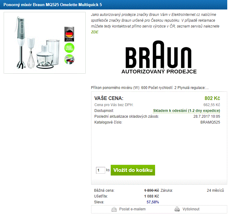 Ponorný mixér Braun MQ525 Omelette Multiquick 5