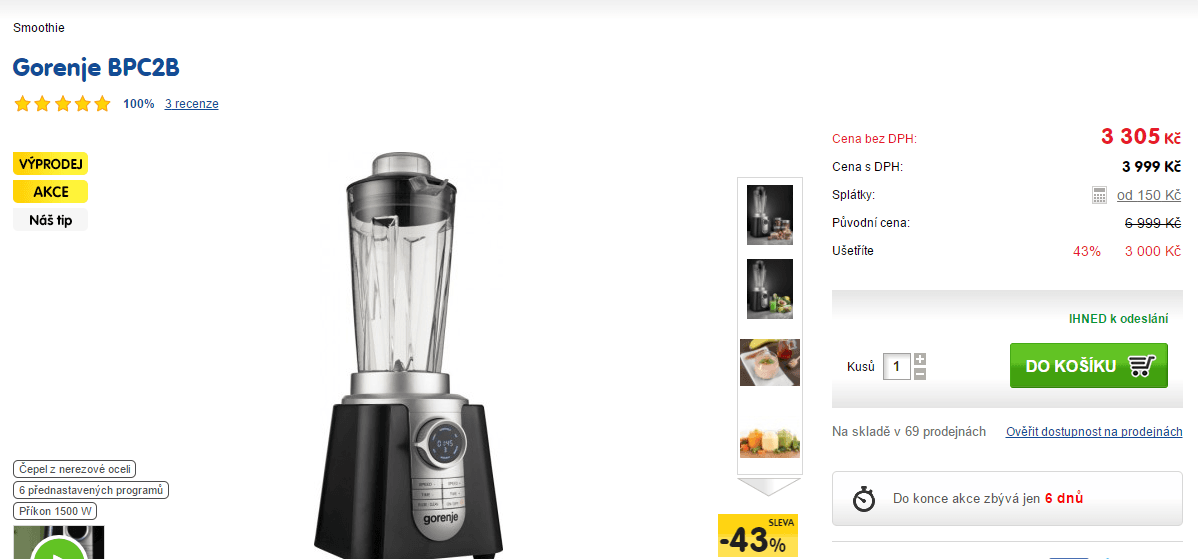 Stolní mixér Gorenje BPC2B WITAVAI smoothie