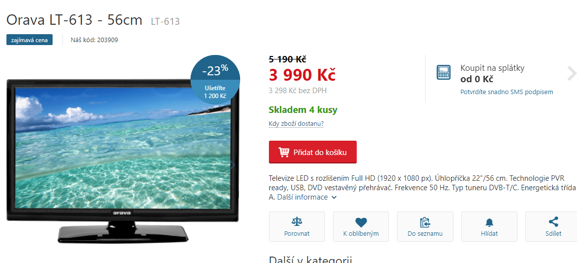 Full HD TV, DVD, 56 cm, Orava
