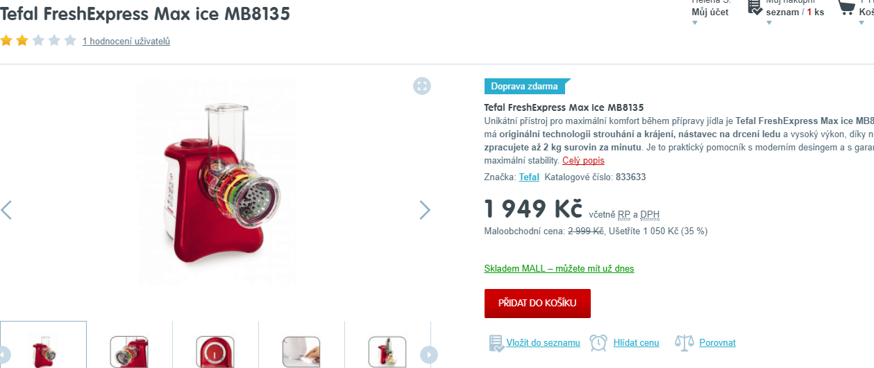 Multifunkční strouhač Tefal