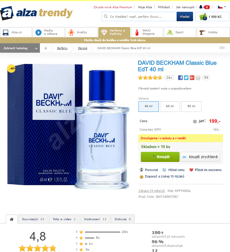 David Beckham Classic Blue EdT 40 ml