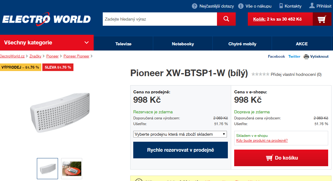 Bezdrátový reproduktor Pioneer