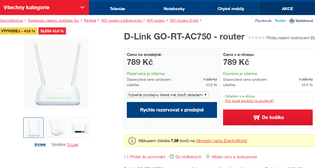 Wifi router D-Link GO-RT-AC750 