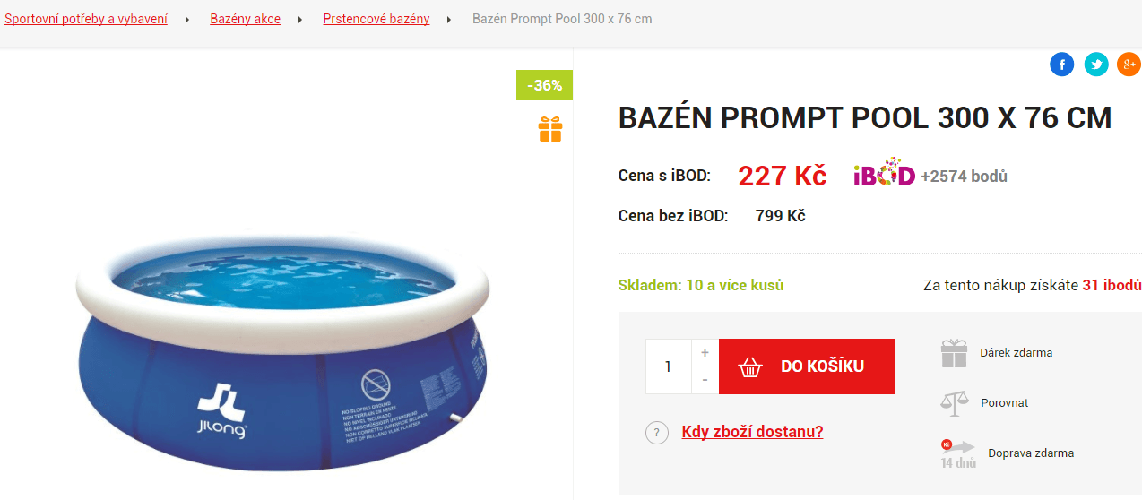 Bazén Prompt 3x0,8 m, filtrace