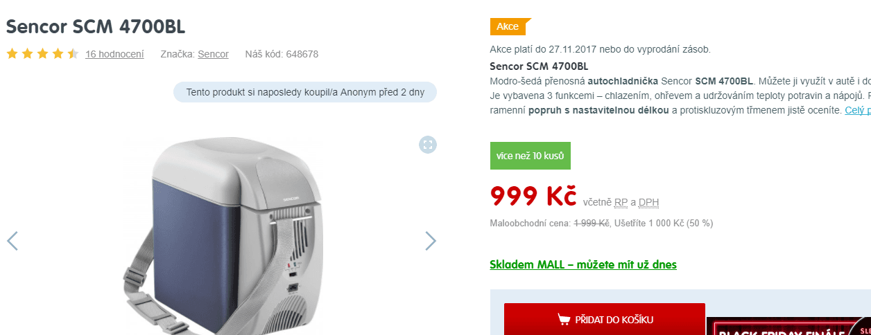 Autochladnička Sencor, ohřev i chlazení