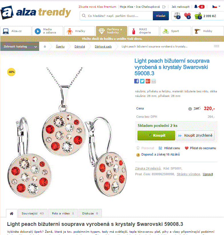 Souprava bižuterie krystaly Swarovski 