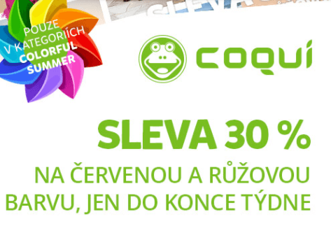 Sleva 30% na vše červené a růžové - Coqui