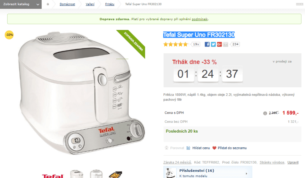 Fritéza Tefal Super Uno, 1,4 l.