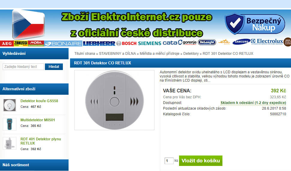 Detektor CO Retlux, LCD, alarm