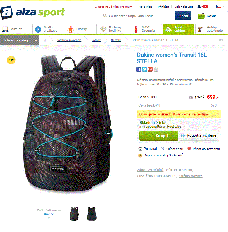 Dámský batoh Dakine Transit Stella, 18l.
