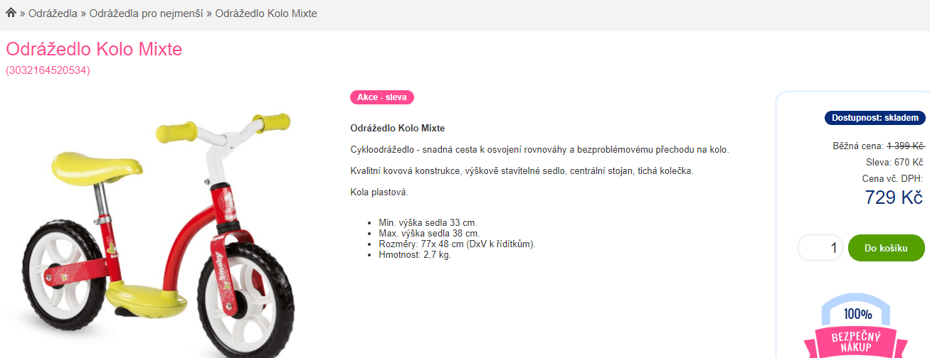 Dětské odrážedlo Smoby Mixte