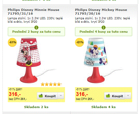 Stolní lampička Philips Disney Mouse