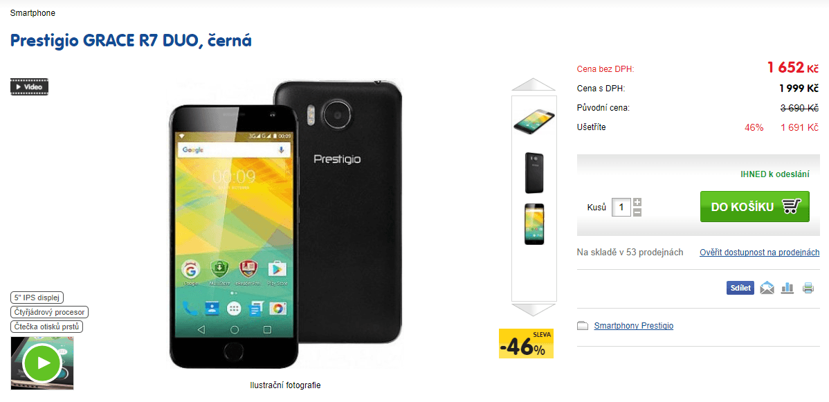 Prestigio, 4x 1,3GHz, 2GB RAM, 5,2"