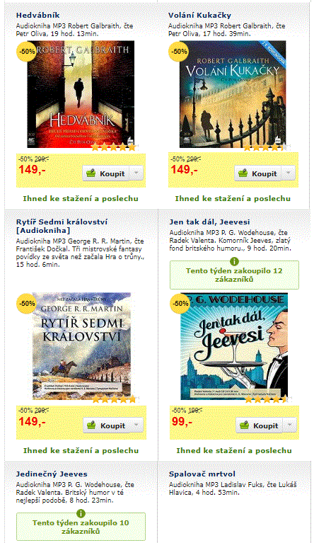 Audioknihy ve slevě až 50%