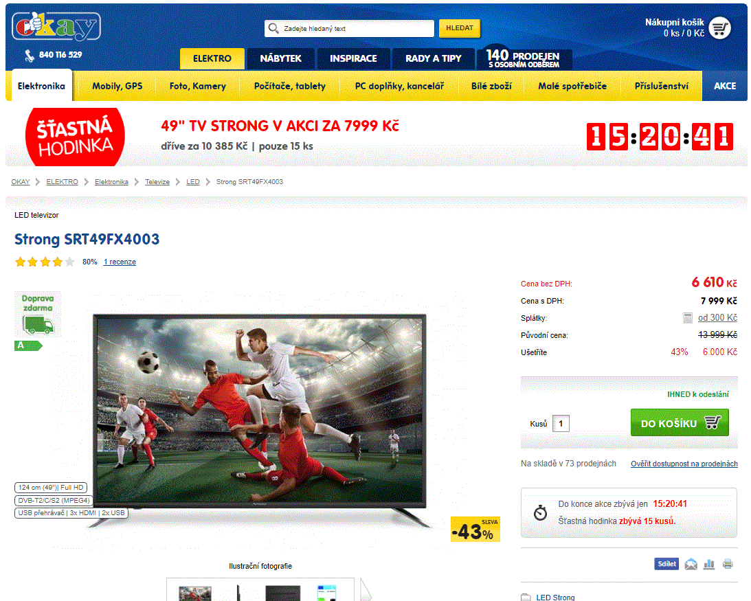 Full HD LED TV, 124 cm, Strong