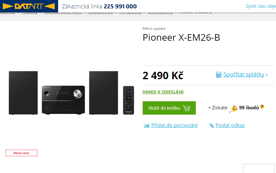 Výkonný audiosystém Pioneer, BT, CD