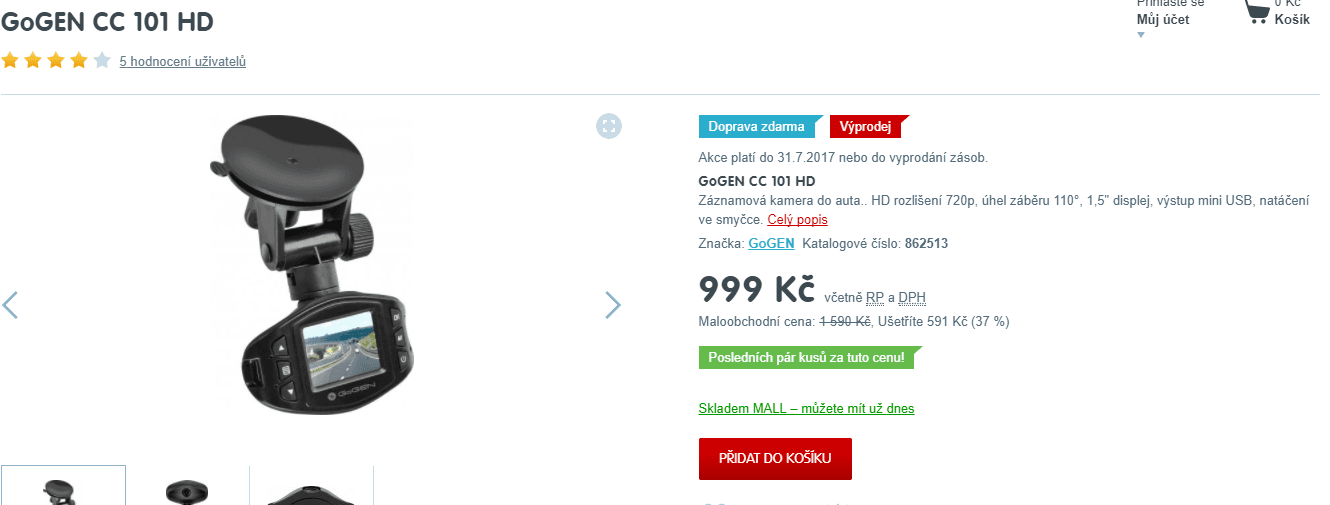 Kamera do auta Gogen CC 101 HD