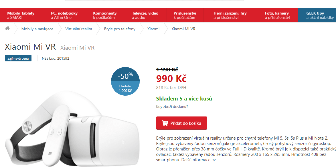 Virtuální realita Xiaomi Mi VR