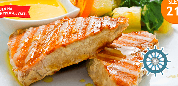 200g grilovaný steak z tuňáka + obloha