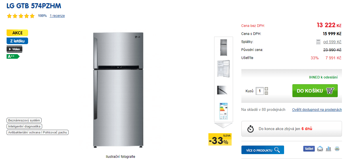 Lednice LG, A++, total no frost, technologie